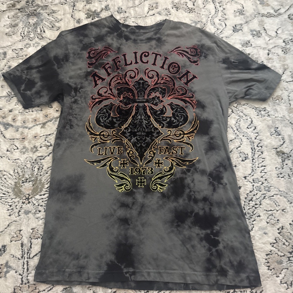 Affliction Live Fast T-shirt Mens Sz L Burnt Velvet‎ Retro Y2K Indie Streetwear